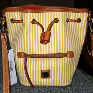 Dooney & Bourke Yellow and white stripe bucket bag